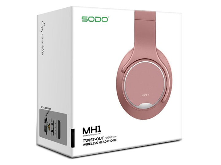 Foldable Rose Gold Headphones with Bluetooth and Speaker Function