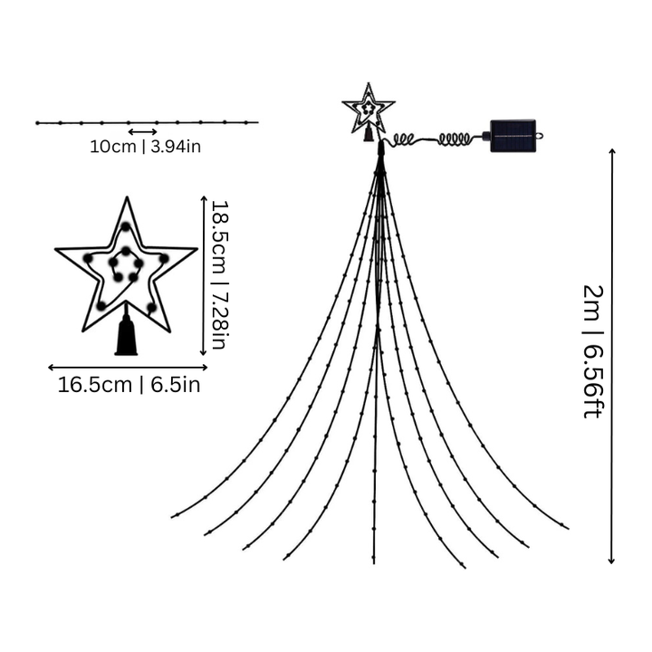 LED Christmas Star Decoration Cascading Light Strands