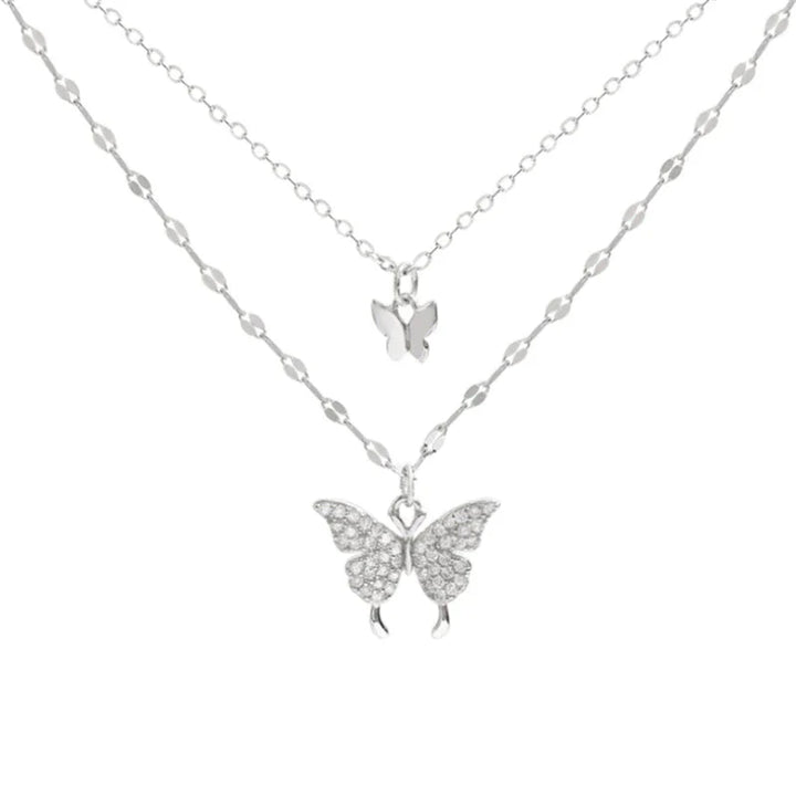 Silbernes Halskettenset mit Schmetterling – Glänzend, Filigran & Raffiniert | Eleganter Schmuck für Damen & besondere Anlässe