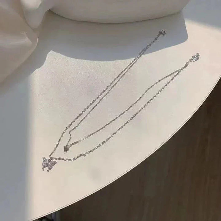 Silbernes Halskettenset mit Schmetterling – Glänzend, Filigran & Raffiniert | Eleganter Schmuck für Damen & besondere Anlässe
