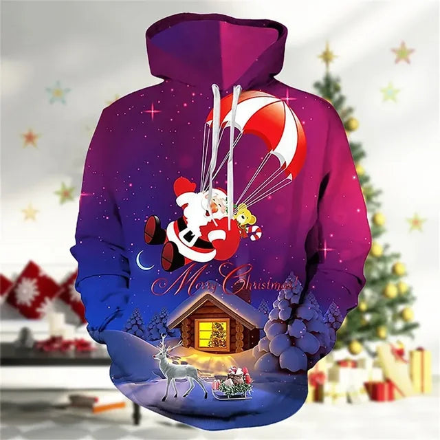 Herren Winter-Weihnachtspullover | Mit Kapuze