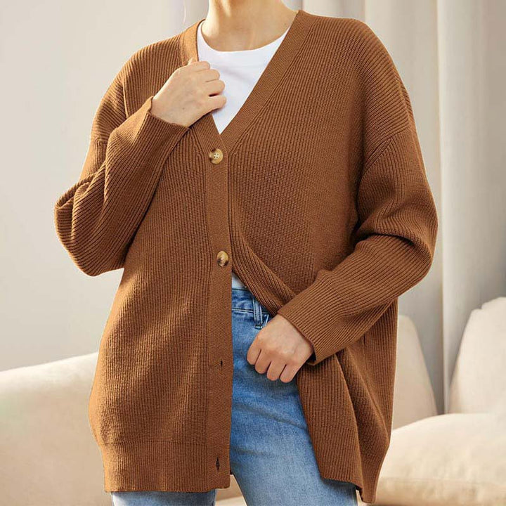 Oversize-Cardigan Mit V-Ausschnitt Und Knöpfen Für Damen | Winter