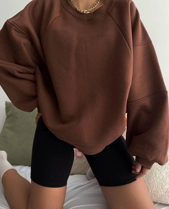 Raglan-sweatshirt Mit Rundhalsausschnitt Für Damen | Locker Geschnittenes Design
