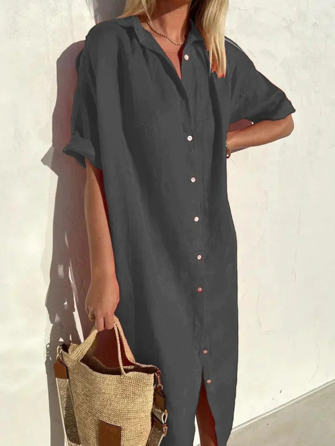 Leona | Bequemes Sommer-hemdkleid Für Frauen