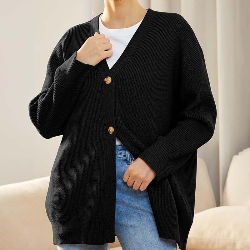 Oversize-Cardigan Mit V-Ausschnitt Und Knöpfen Für Damen | Winter