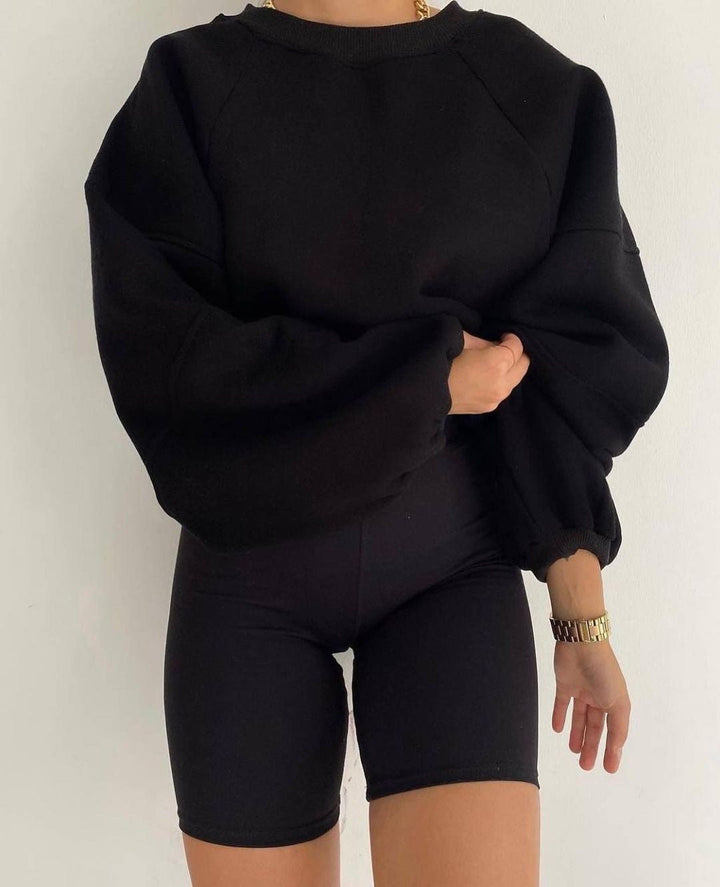 Raglan-sweatshirt Mit Rundhalsausschnitt Für Damen | Locker Geschnittenes Design