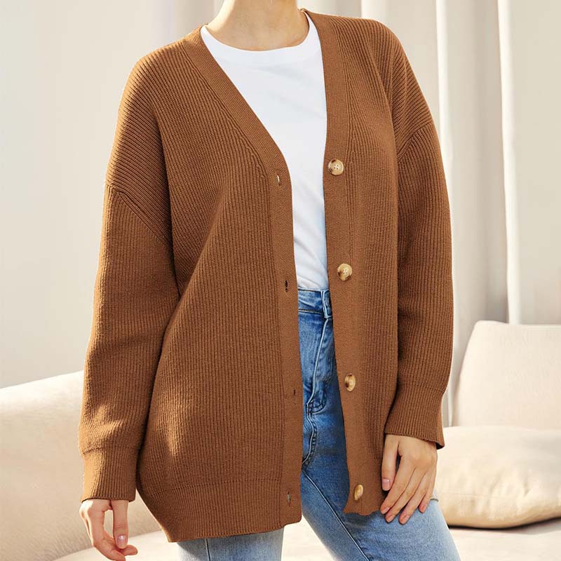 Oversize-Cardigan Mit V-Ausschnitt Und Knöpfen Für Damen | Winter