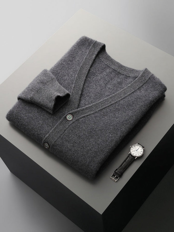 Lässiger Herren-Cardigan Mit Lockerer Passform Und Langen Ärmeln | V-Ausschnitt