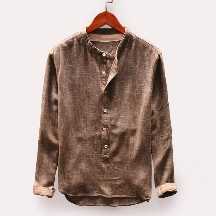 Einfaches Henley-Kragenhemd Für Herren | Langarm