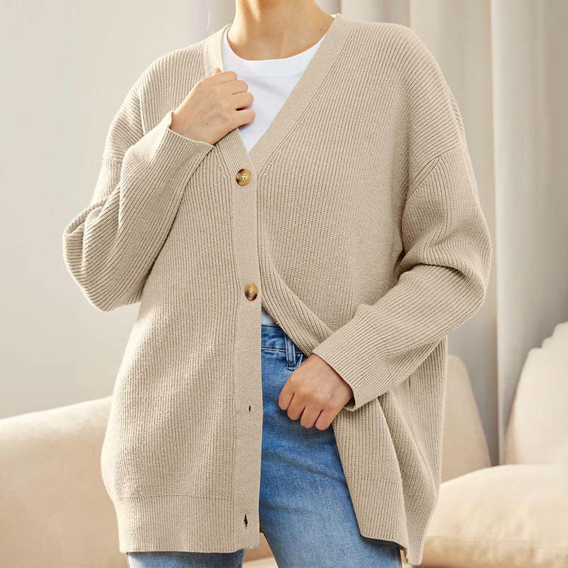 Oversize-Cardigan Mit V-Ausschnitt Und Knöpfen Für Damen | Winter