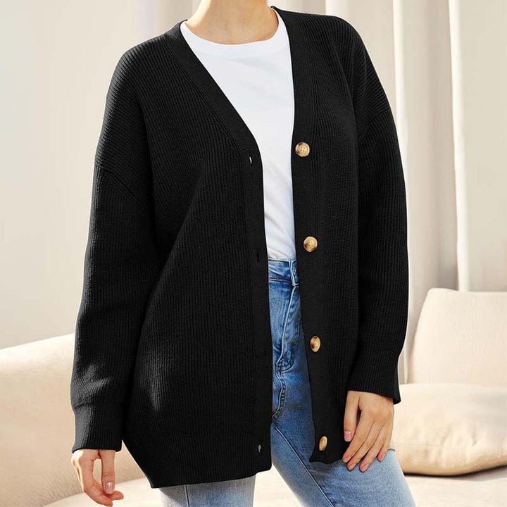 Oversize-Cardigan Mit V-Ausschnitt Und Knöpfen Für Damen | Winter