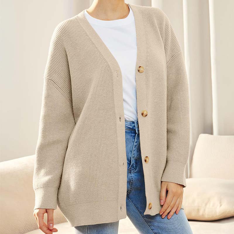 Oversize-Cardigan Mit V-Ausschnitt Und Knöpfen Für Damen | Winter