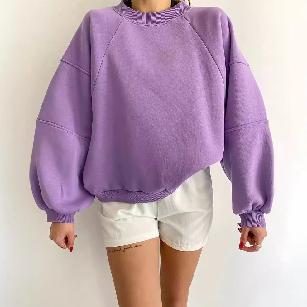 Raglan-sweatshirt Mit Rundhalsausschnitt Für Damen | Locker Geschnittenes Design