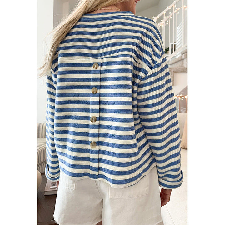 Gestreifte Bluse Mit V-Ausschnitt Für Damen | Mit Brusttasche