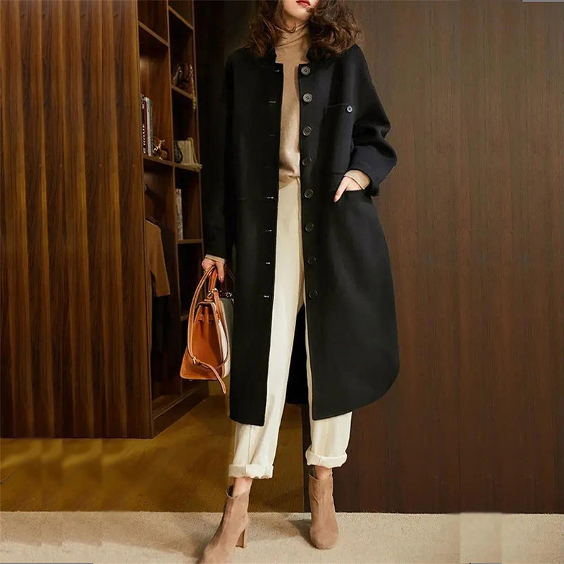 Stylischer Langer Trenchcoat Für Damen | Knopfverschluss