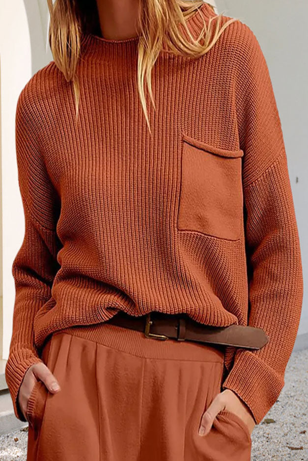 Strickpullover Mit Tasche Für Damen | Mit Langen Ärmeln
