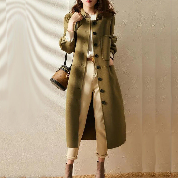 Stylischer Langer Trenchcoat Für Damen | Knopfverschluss