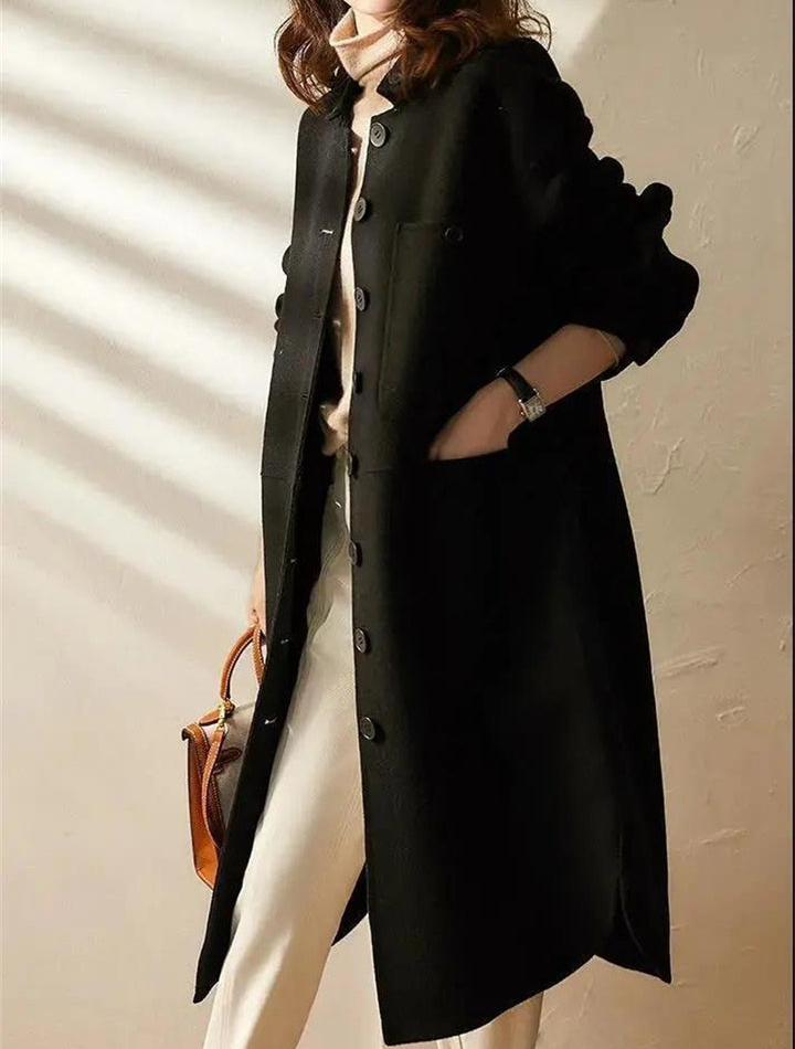 Stylischer Langer Trenchcoat Für Damen | Knopfverschluss