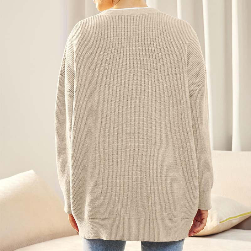 Oversize-Cardigan Mit V-Ausschnitt Und Knöpfen Für Damen | Winter