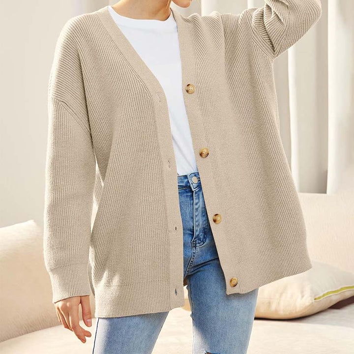 Oversize-Cardigan Mit V-Ausschnitt Und Knöpfen Für Damen | Winter