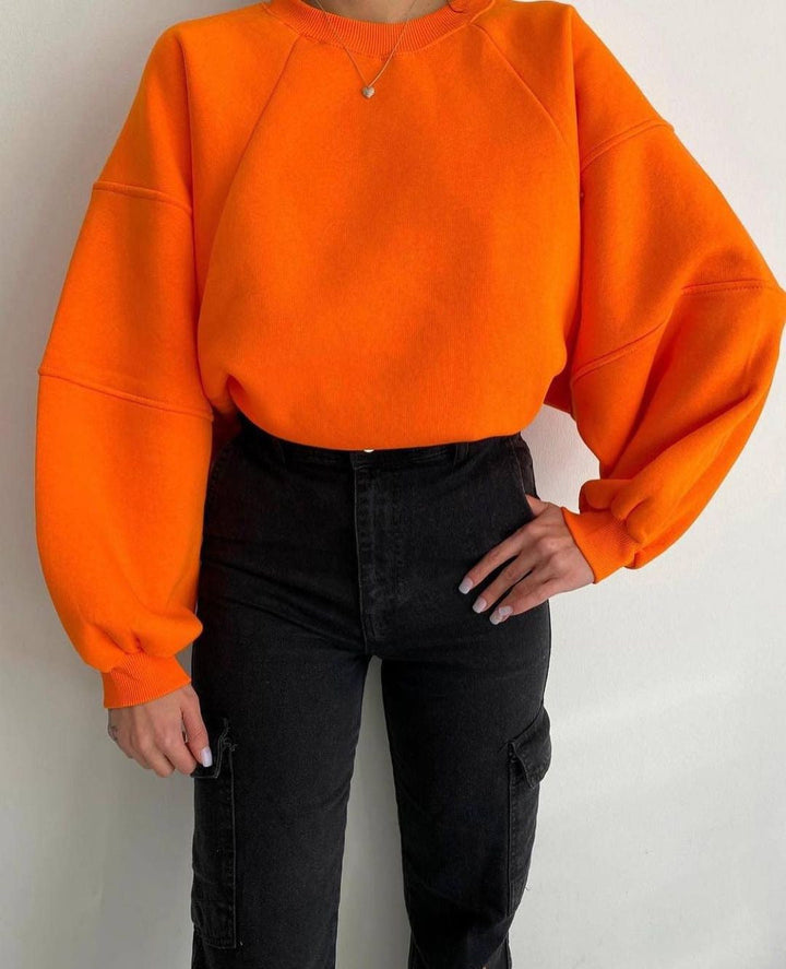 Raglan-sweatshirt Mit Rundhalsausschnitt Für Damen | Locker Geschnittenes Design
