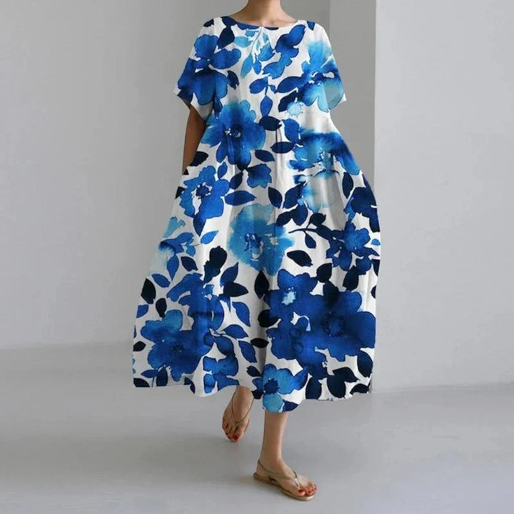 Chaveli | Bohème-blumenkleid Mit Rundhalsausschnitt Für Frauen | Midi