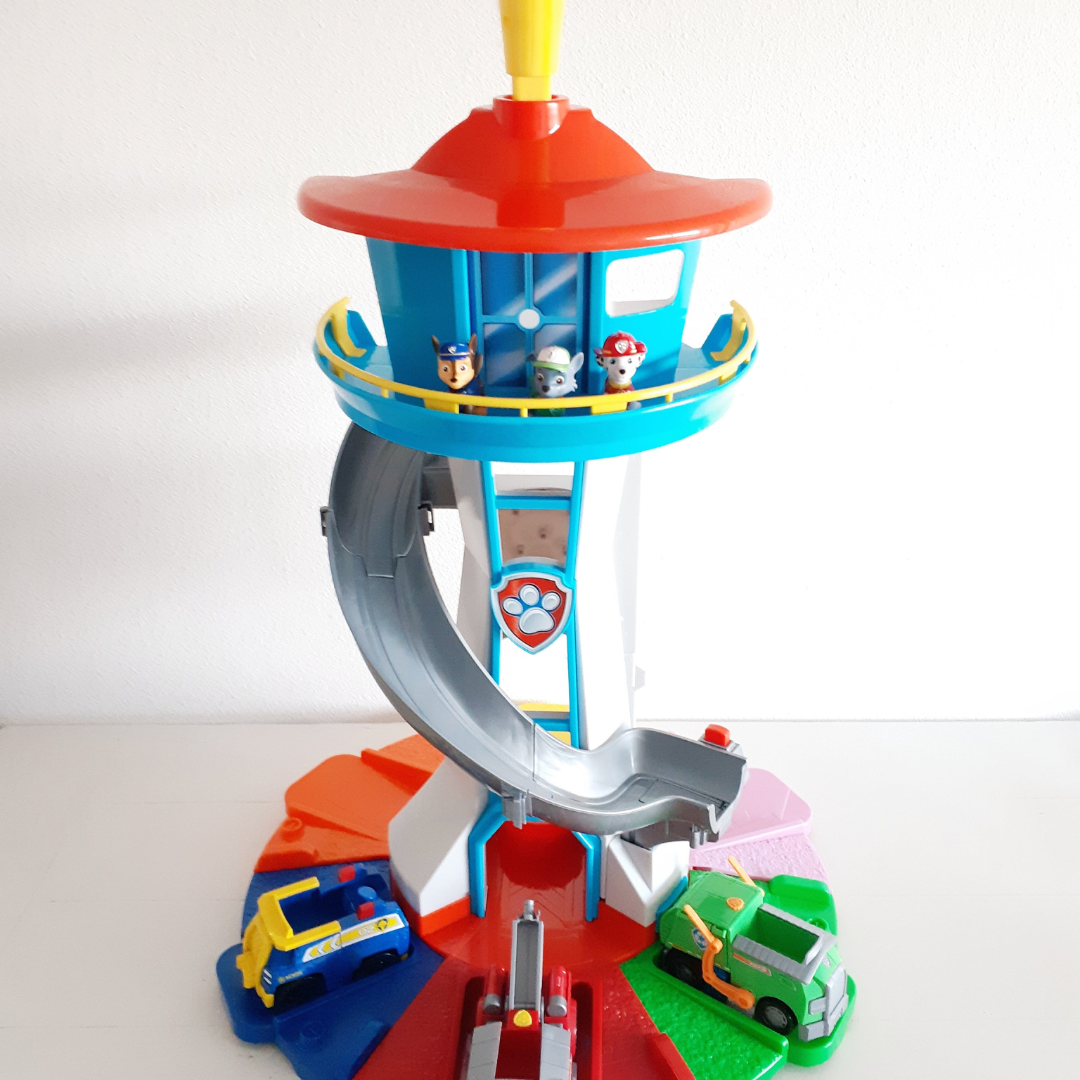 Kids Playset with Slide Tower and Toy Vehicles