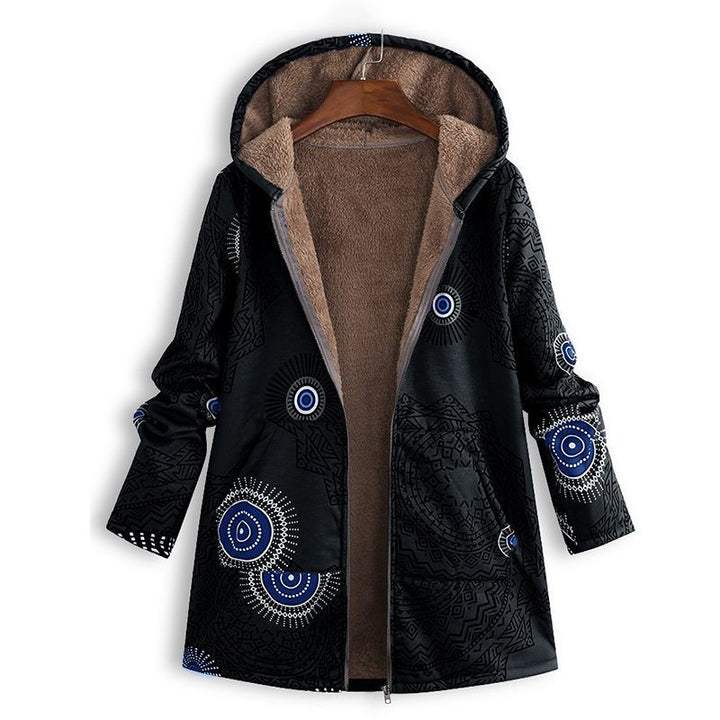 Gemusterte Damen Winterjacke | Mit Kapuze