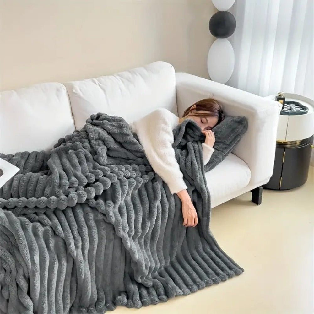 Striped Cosy Throw Blanket for Living Room & Bed