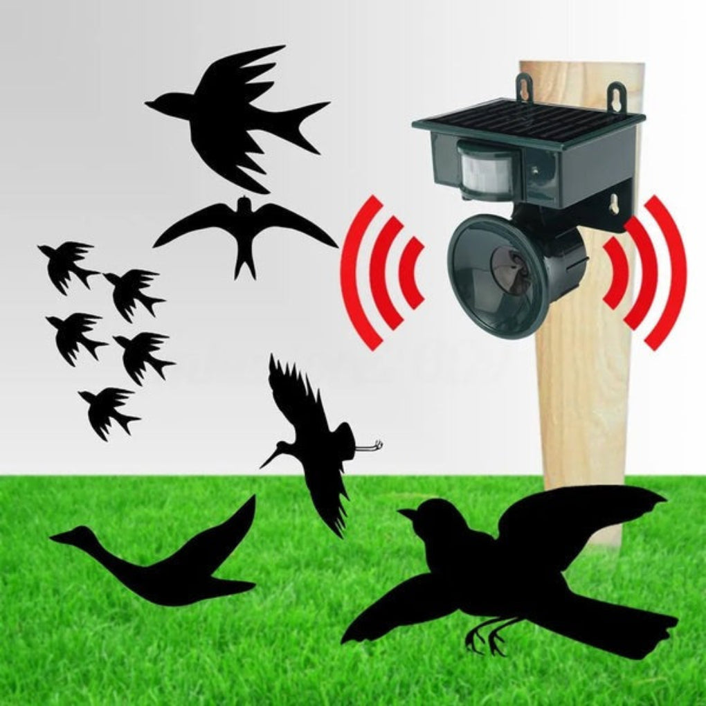 Solar Powered Bird Deterrent Motion Activated Sound Repeller