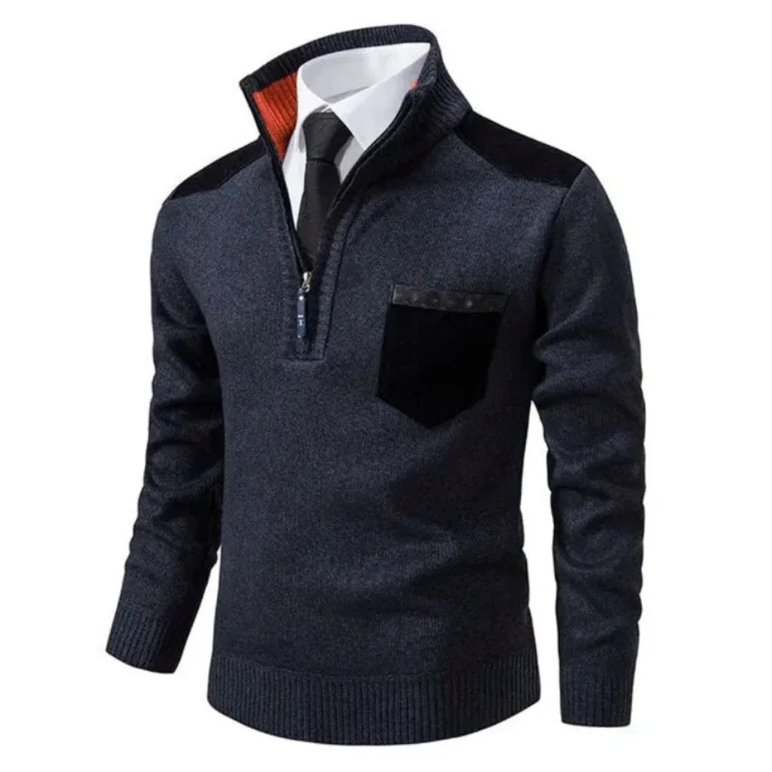 Herren Lässiger Winterpullover Mit Halb Reißverschluss | Langarm