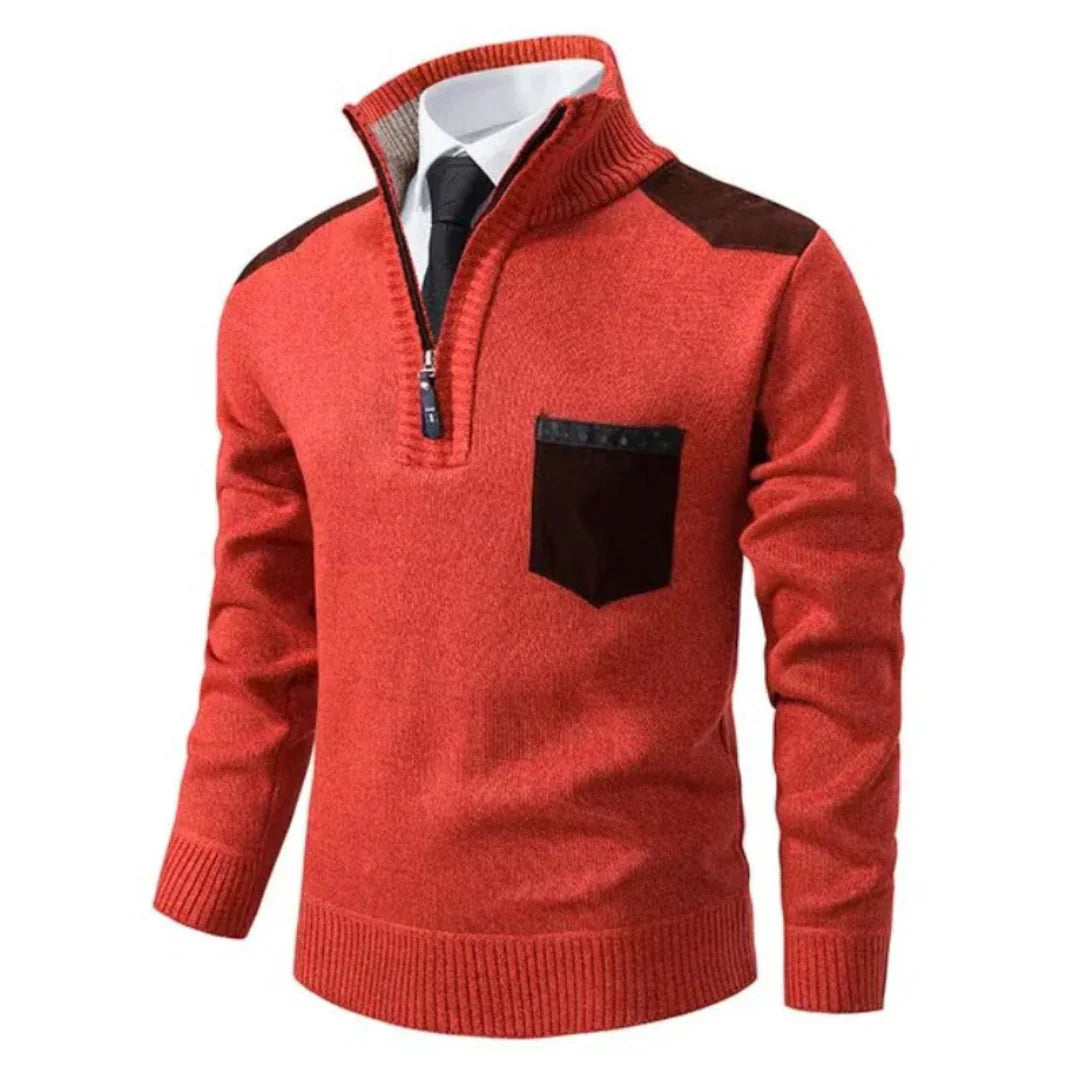 Herren Lässiger Winterpullover Mit Halb Reißverschluss | Langarm