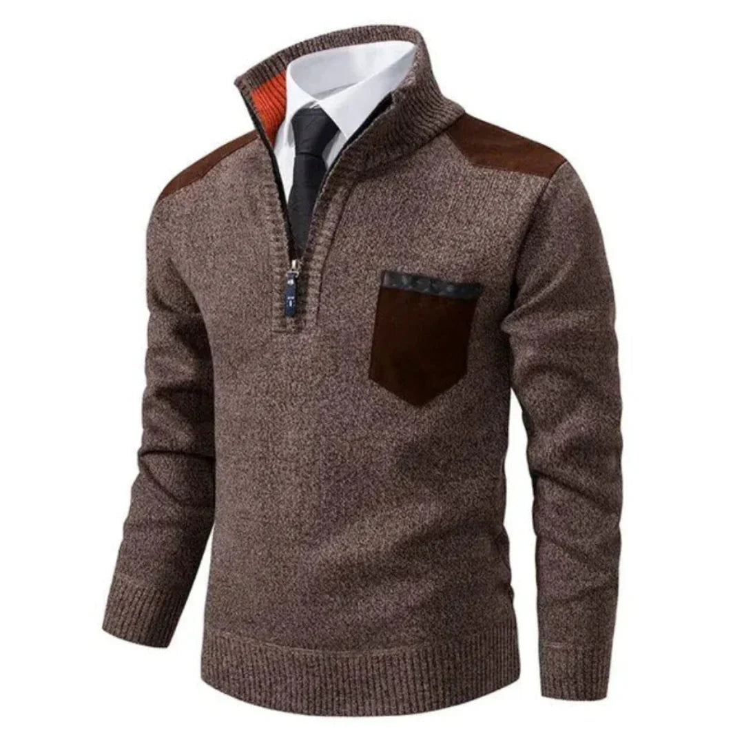 Herren Lässiger Winterpullover Mit Halb Reißverschluss | Langarm
