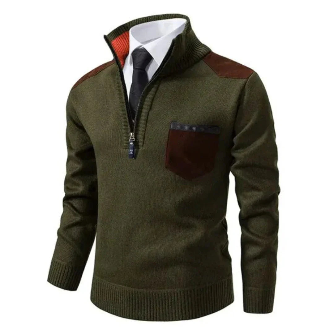 Herren Lässiger Winterpullover Mit Halb Reißverschluss | Langarm