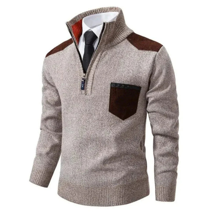 Herren Lässiger Winterpullover Mit Halb Reißverschluss | Langarm