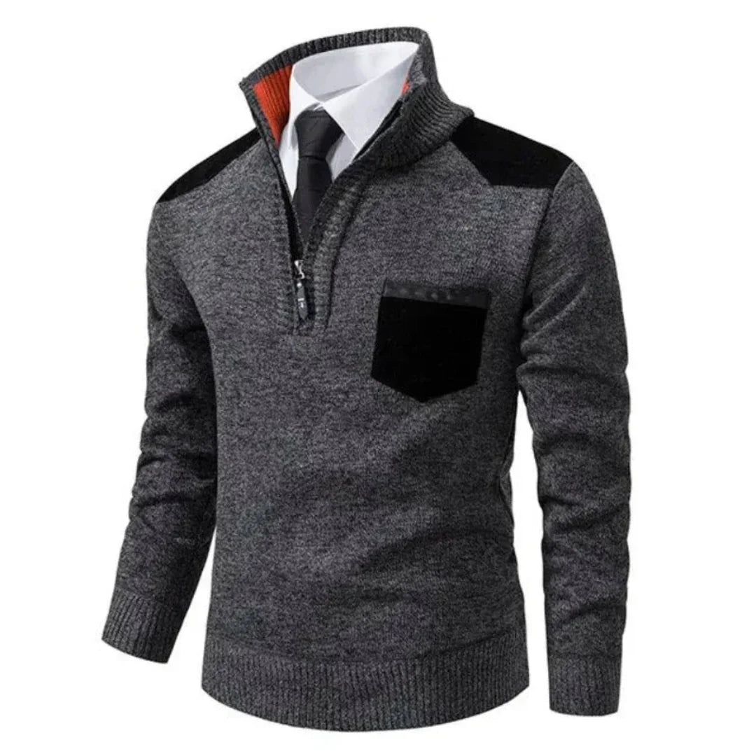 Herren Lässiger Winterpullover Mit Halb Reißverschluss | Langarm