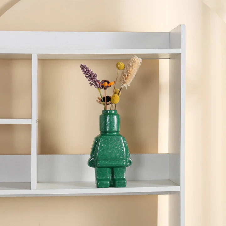 Roboter-Blumentopf im Ziegelstein-Look – Kreativ, Stabil & Pflanzbereit | Originelle Pflanzgefäße für Wohnzimmer, Balkon & Büro