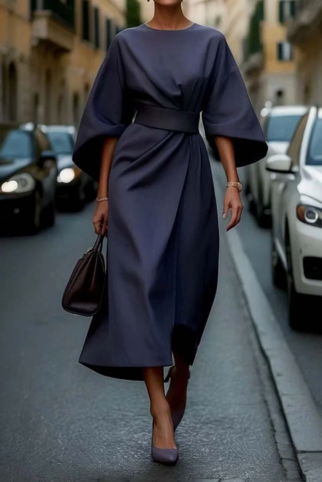 Damen Abendkleid Mit Laternenärmeln | Midi