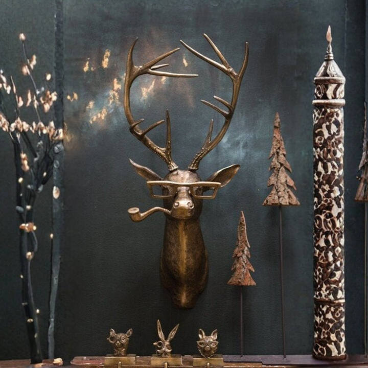 Deer Head Wall Decoration with Textured Antlers