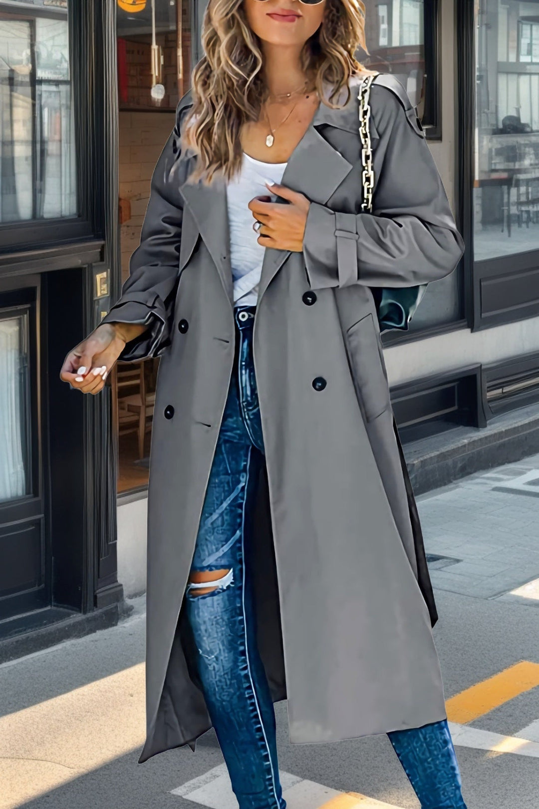 Klassischer Zweireihiger Trenchcoat Für Damen | Winter