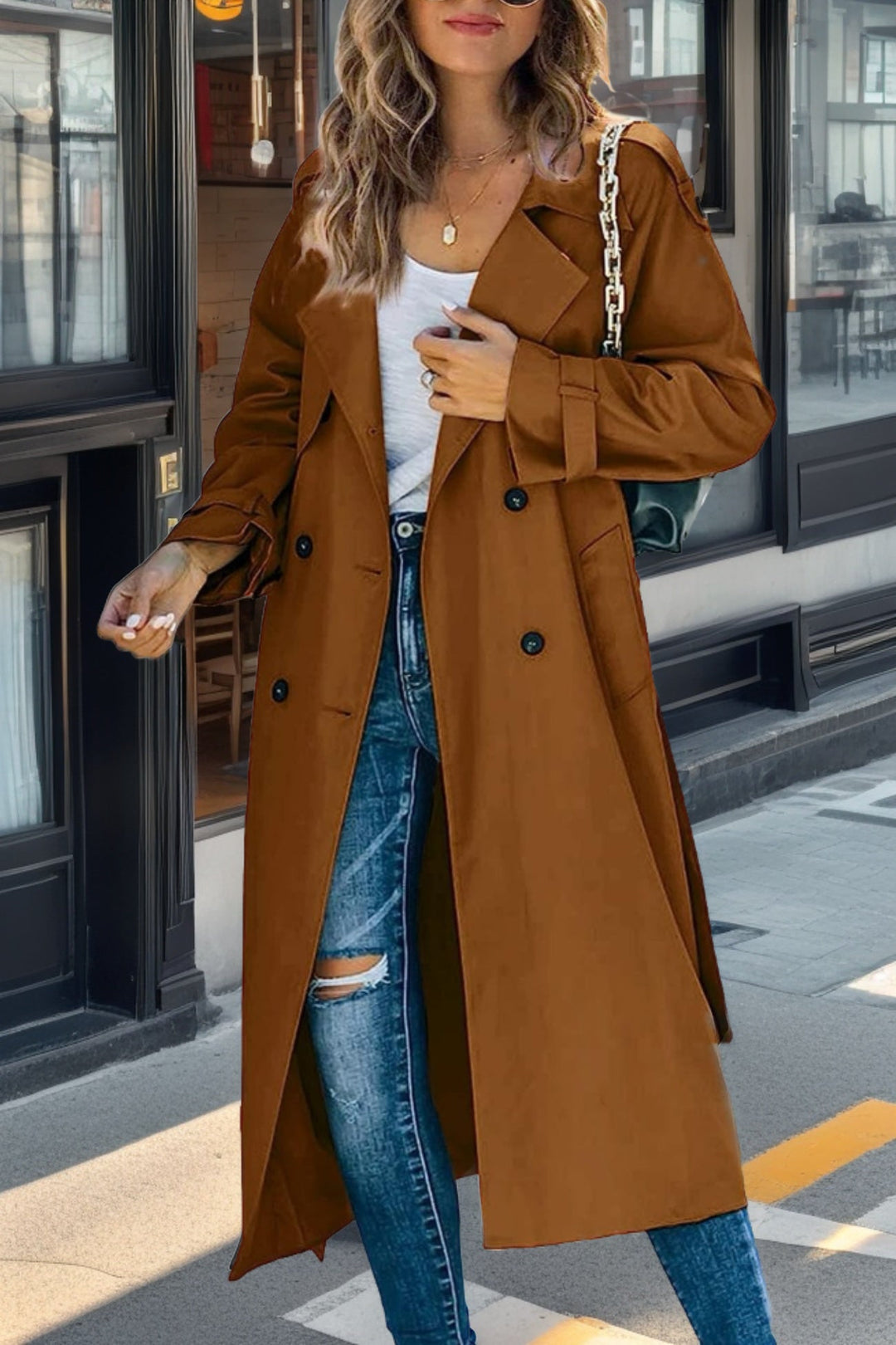 Klassischer Zweireihiger Trenchcoat Für Damen | Winter