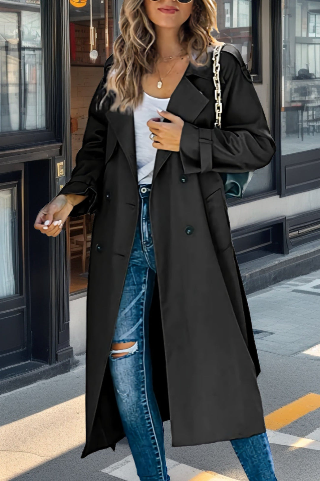 Klassischer Zweireihiger Trenchcoat Für Damen | Winter