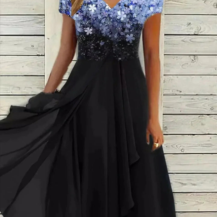 Vivienne | Elegantes Blumenkleid Mit V-ausschnitt Für Damen