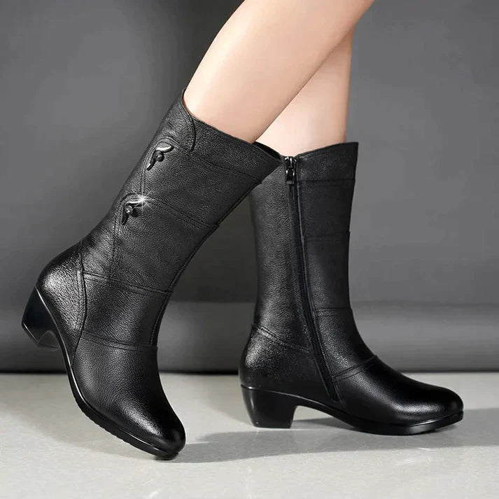 Schwarze Winterstiefel Für Damen | Mit Blockabsatz