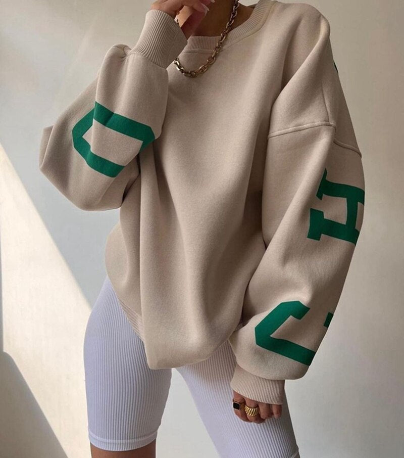 Übergroßer Kapuzenpullover Mit Rundhalsausschnitt Für Damen | Locker geschnittenes Design