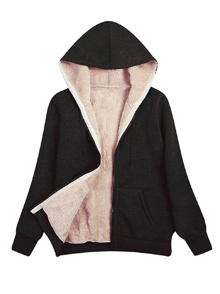 Stylische Damen Fleecejacke Mit Kapuze | Langarm