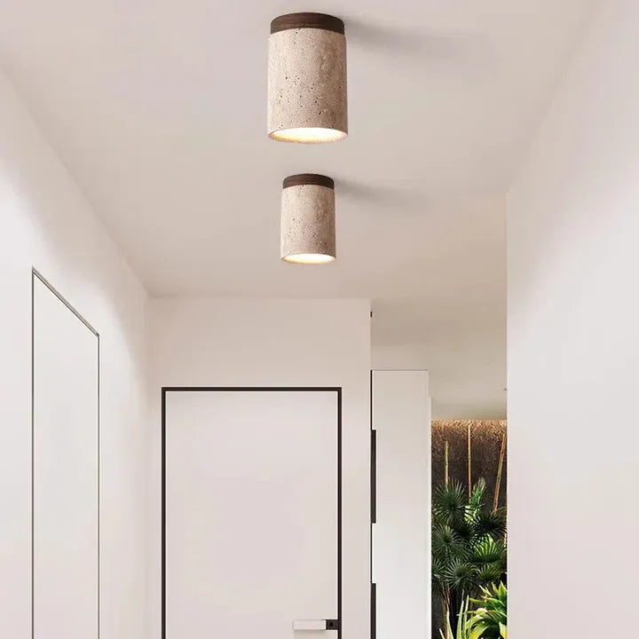 Travertin-Deckenleuchte – Verfeinertes Naturstein-Design für stilvolle Beleuchtung | Ideal für Wohnzimmer, Flur & Schlafzimmer