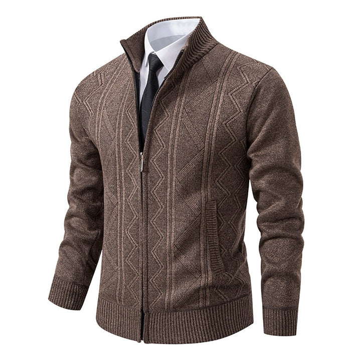 Gestreifte Strickjacke Mit Reißverschluss Für Herren | Lange Ärmel