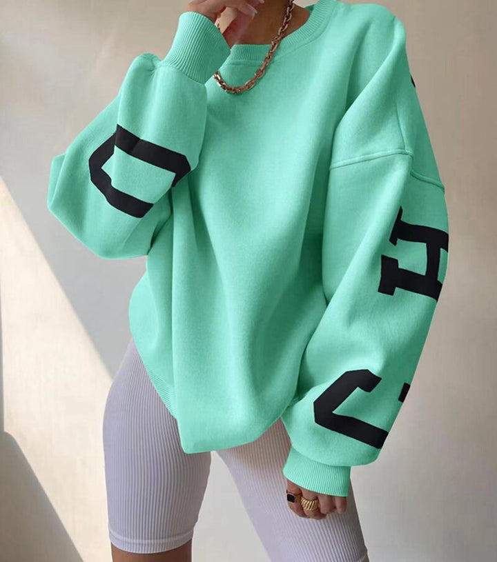 Übergroßer Kapuzenpullover Mit Rundhalsausschnitt Für Damen | Locker geschnittenes Design