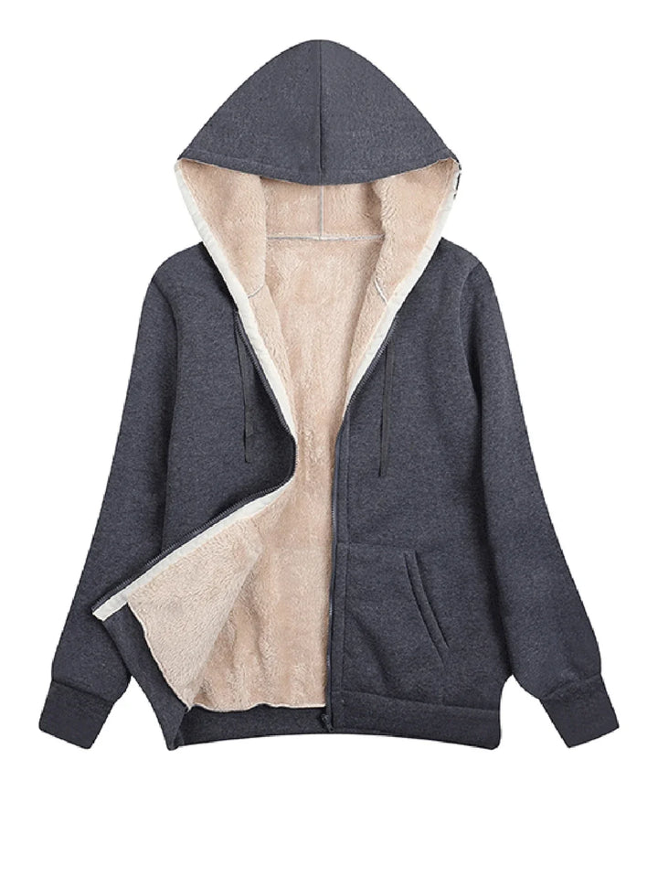 Stylische Damen Fleecejacke Mit Kapuze | Langarm